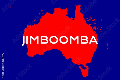 Jimboomba: Name der australischen Stadt Jimboomba im Bundesstaat Queensland mit den Umrissen des Landes im Hintergrund photo