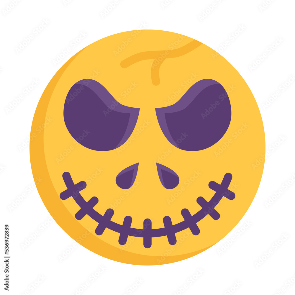 Fototapeta premium Scary ball icon. Flat design. Monster face. Round halloween monster.