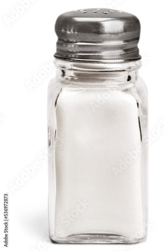 The salt bottle on white background photo