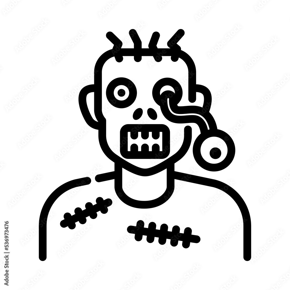 Monster icon. Outline design. Scary monster without eyes. Spooky monster.