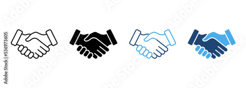 Handshake Partnership Professional Silhouette and Line Icon. Hand Shake Business Deal Pictogram. Cooperation Team Agreement Finance Meeting Icon. Editable Stroke. Isolated Vector Illustration