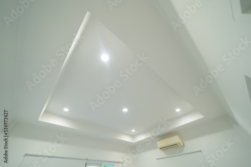 Concealed lighting ceiling or coffer ceiling at home or house. Interior design decoration. photo