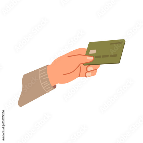 Credit card with holder info and money on account, contactless payment methods. NFC function, using financial banking services. Vector in flat cartoon style