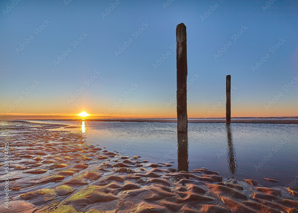 Sunset beach in the netherlands