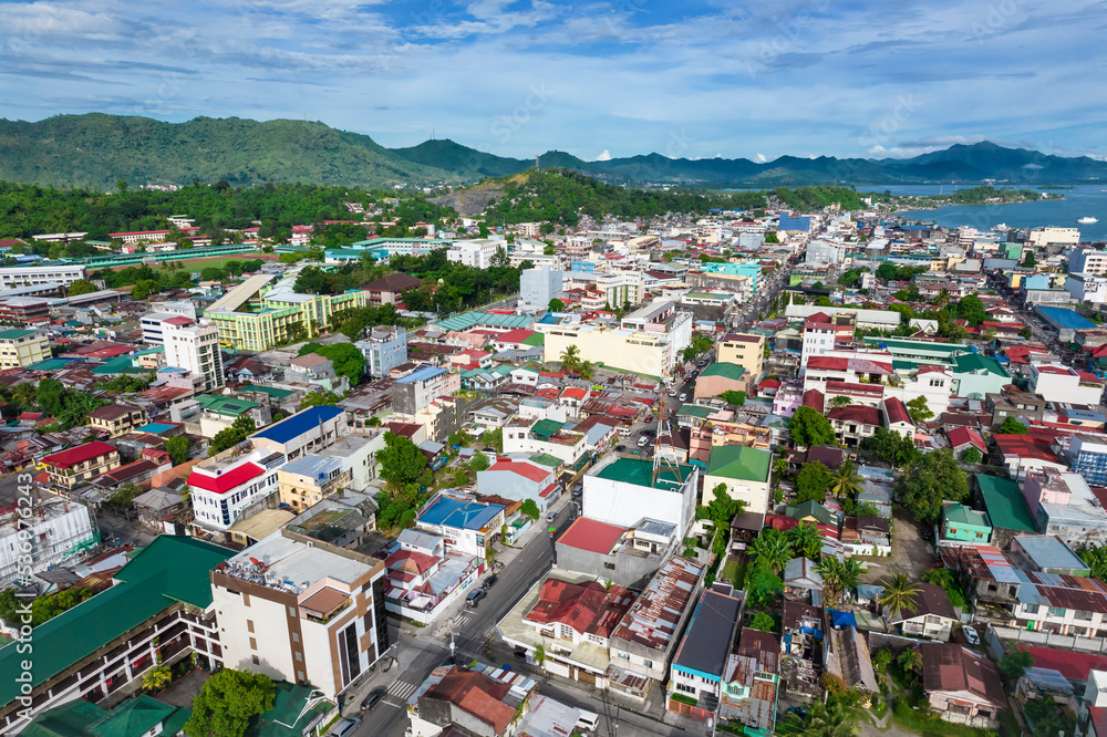 Tacloban City, Leyte, Philippines - Aerial of downtown Tacloban