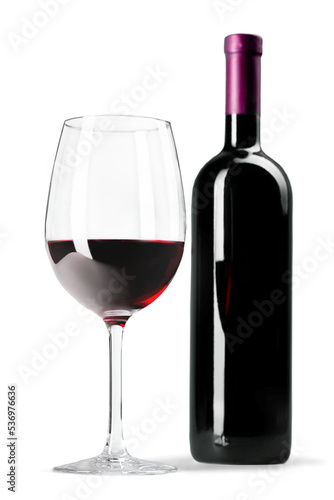 Red Wine in Bottle and Glass on white background © BillionPhotos.com