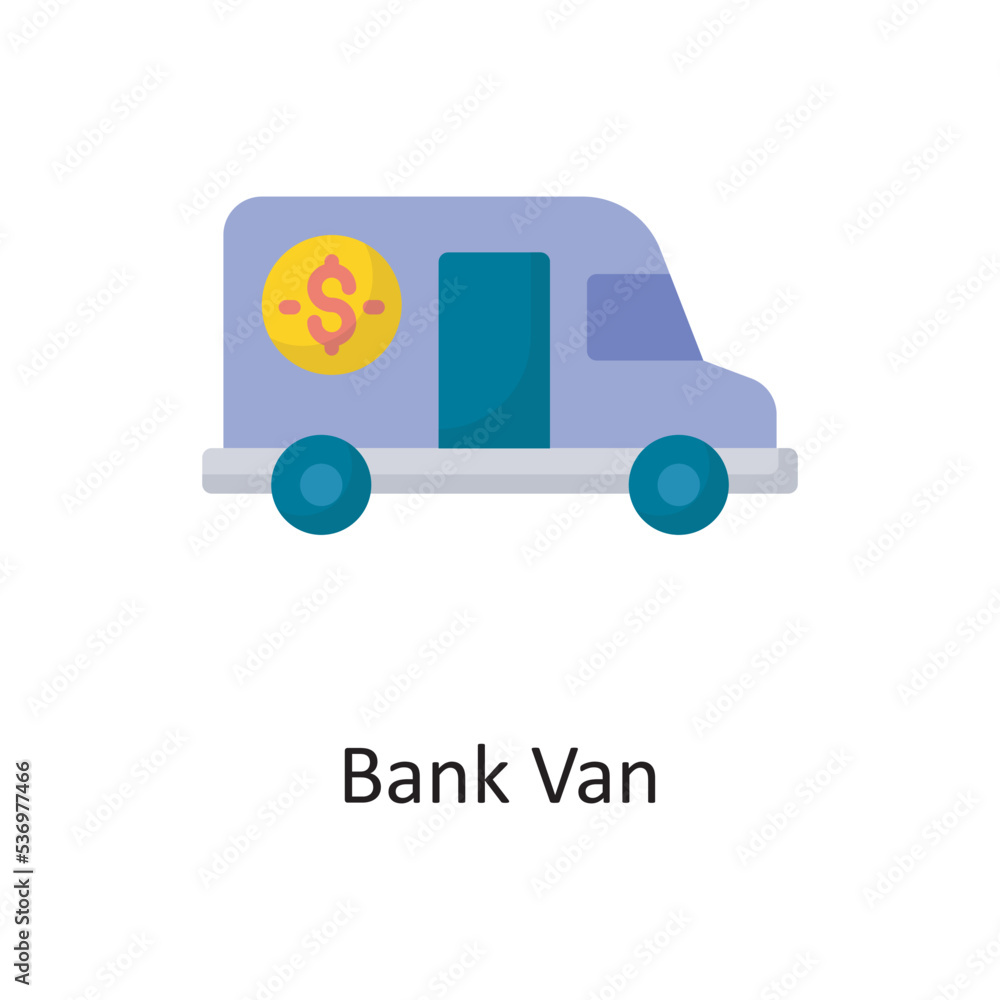 Bank Van Vector Solid Icon Design illustration. Banking and Payment Symbol on White background EPS 10 File