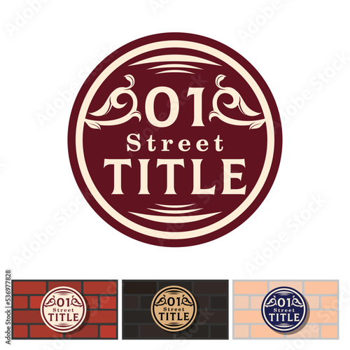 Addressable figured plate with a street number for residential and non-residential premises, houses, shops, cafes. Different colors pattern, isolated vector illustration