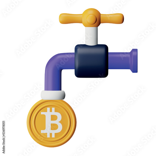 Coin faucet 3d rendering isometric icon.