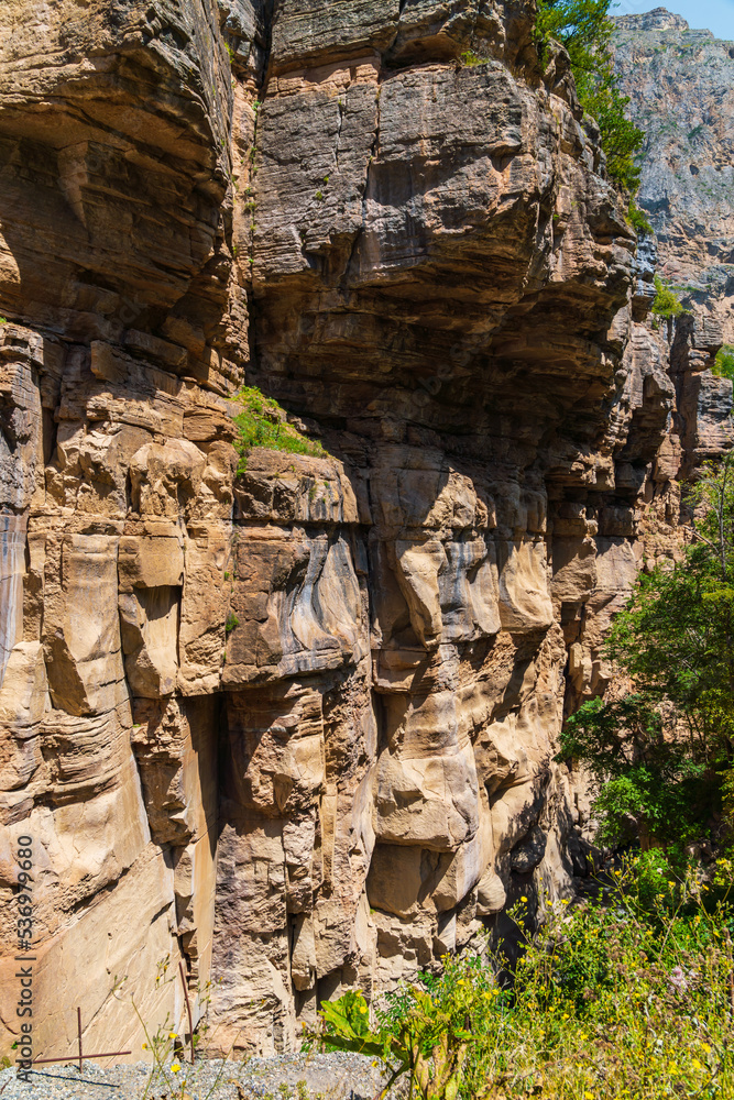 Sheer cliffs in the canyon