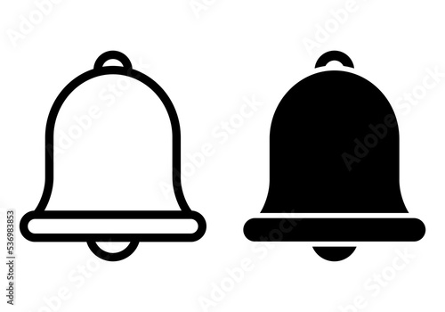 Notification bell Icon symbol isolated on white background. Black warning bell is shaking to alert the upcoming schedule. Vector illustration