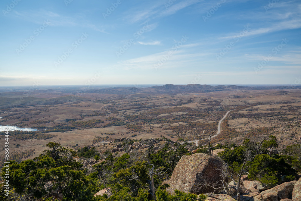 Wichita Mountains Wildlife Refuge in the fall, autumn, view from Mount Scott
