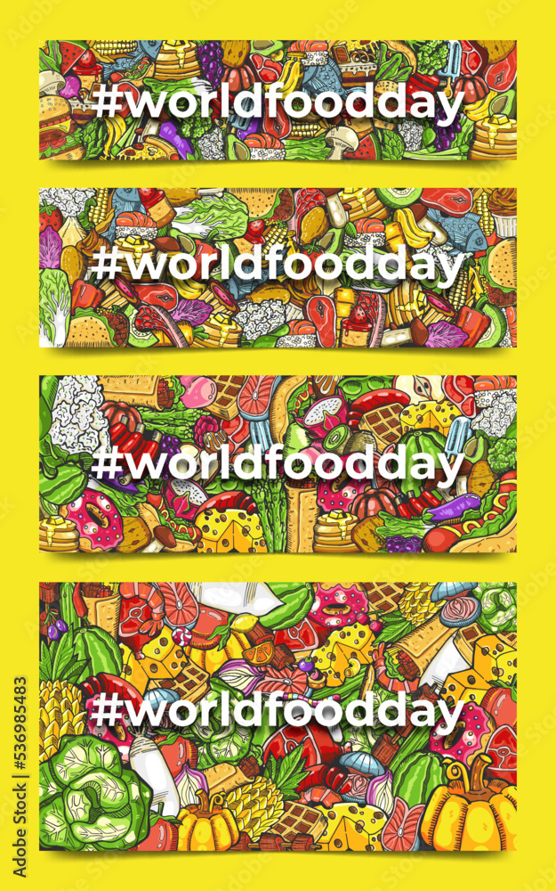 Social Media Header Cover Background with Hand Drawn World Food Day Templates Social Media Header Cover Background with Hand Drawn World Food Day Templates