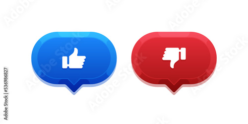 Set of thumb up and thumb down, like and dislike icons