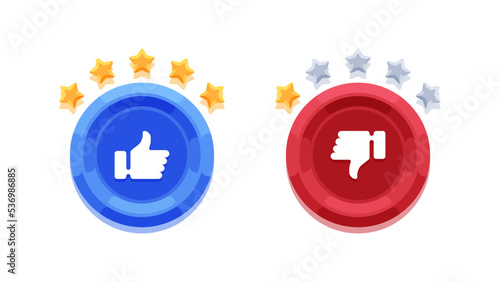 Thumb up and thumb down with star icon buttons