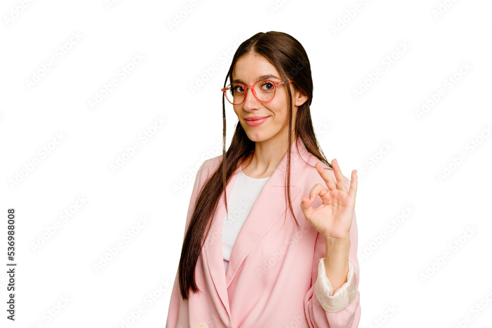 Young caucasian long hair woman isolated winks an eye and holds an okay gesture with hand. Young caucasian long hair woman isolated winks an eye and holds an okay gesture with hand.