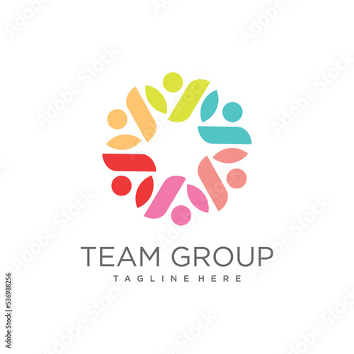 Community logo design concept with abstract style Premium Vector