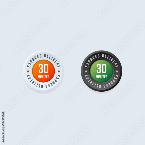 Express delivery, 30 minutes, round label sticker for packaging and sales promotion