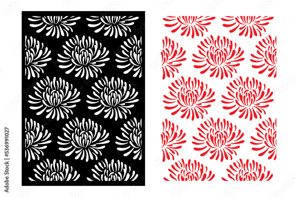 Stencil with a floral pattern for decorating surfaces. Seamless stencil pattern with aster silhouette.