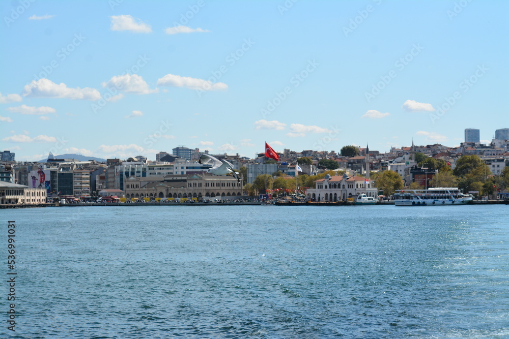 Istanbul, waterview, skyline, sky and clouds