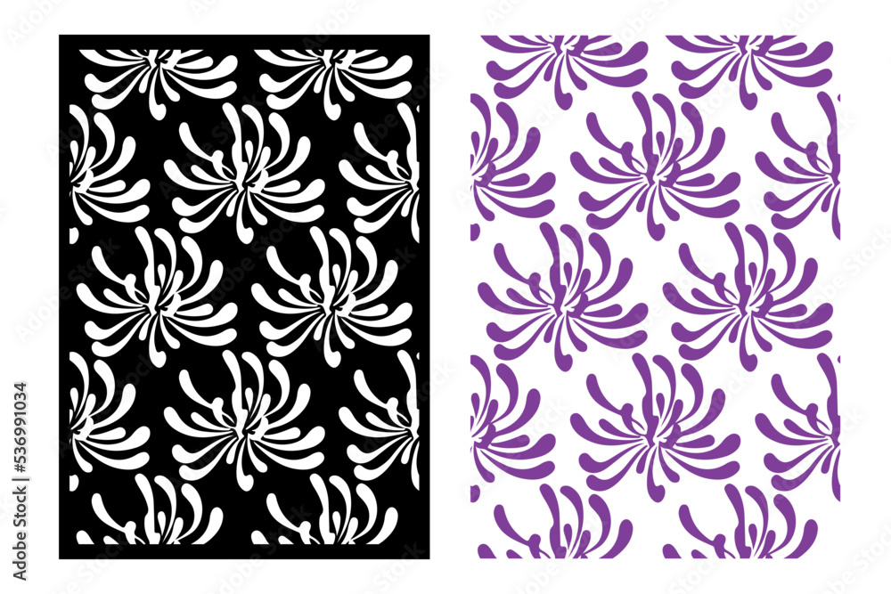 Seamless stencil with a floral pattern for decorating surfaces. Stencil template with aster silhouette. Seamless stencil with a floral pattern for decorating surfaces. Stencil template with aster silhouette.