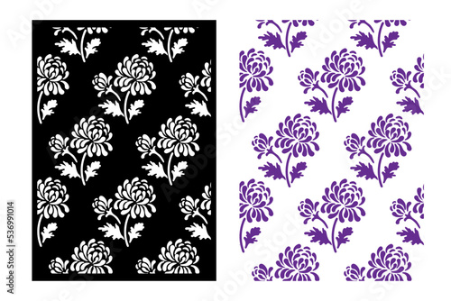 Stencil with a floral pattern for decorating surfaces. Seamless stencil template with aster silhouette.