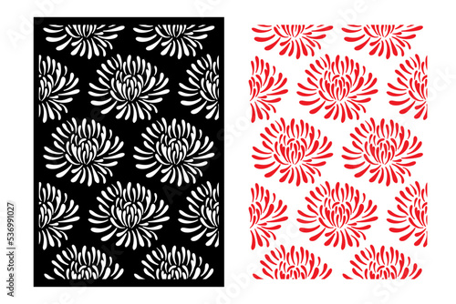 Stencil with a floral pattern for decorating surfaces. Seamless stencil pattern with aster silhouette.