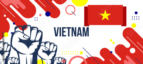 Vietnam national day vector, Vietnamese flag, geometric shapes in national colors