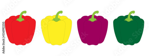 Red, Yellow, Purple and Green Bell Peppers