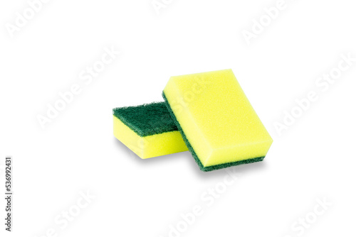 two yellow sponge isolated on white background with clipping path.