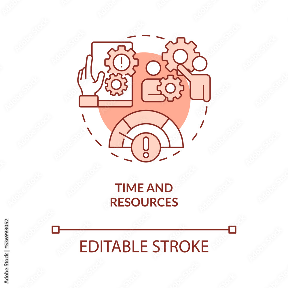 Time and resources to adjust business terracotta concept icon. Marketing strategy abstract idea thin line illustration. Isolated outline drawing. Editable stroke. Arial, Myriad Pro-Bold fonts used Time and resources to adjust business terracotta concept icon. Marketing strategy abstract idea thin line illustration. Isolated outline drawing. Editable stroke. Arial, Myriad Pro-Bold fonts used