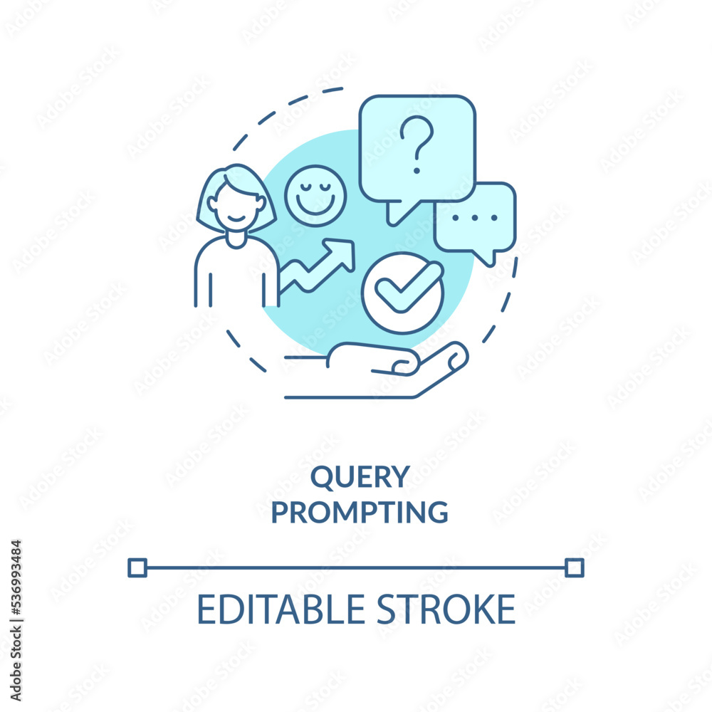Query prompting turquoise concept icon. Adjust personalized customer experience abstract idea thin line illustration. Isolated outline drawing. Editable stroke. Arial, Myriad Pro-Bold fonts used Query prompting turquoise concept icon. Adjust personalized customer experience abstract idea thin line illustration. Isolated outline drawing. Editable stroke. Arial, Myriad Pro-Bold fonts used