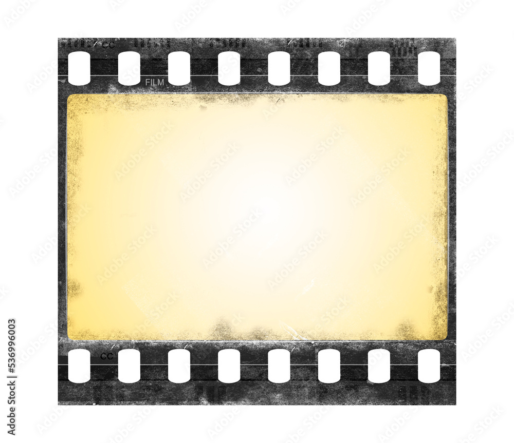 Grunge film frame on transparent background