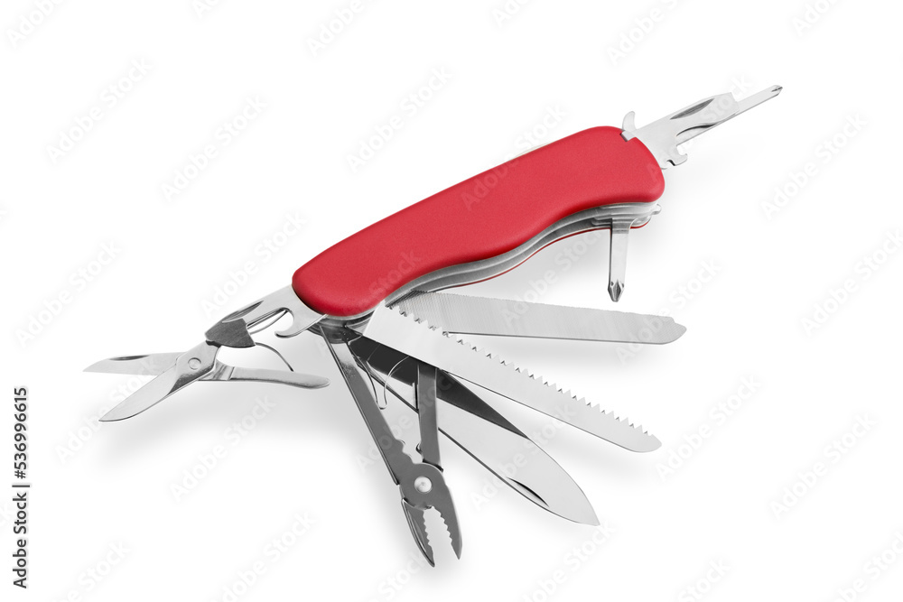 Multi-Tasking metal Penknife isolated on white Multi-Tasking metal Penknife isolated on white