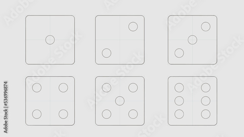 sketch dice game icon set on white background, icon for game design, flat illustration, casino concept, random symbol, luck sign, simple design