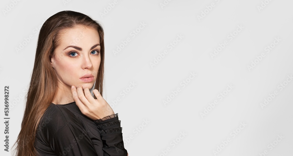 Happy beautiful woman model posing Happy beautiful woman model posing