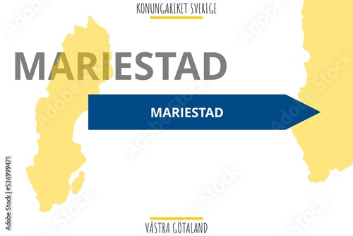 Mariestad: Illustration mit dem Namen der schwedischen Stadt Mariestad in der Provinz Västra Götaland photo