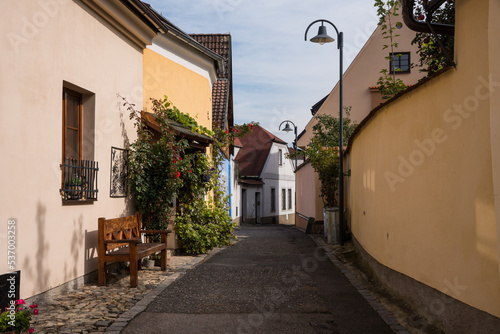 Konstfotografi Narrow street of czech medieval town Tabor
