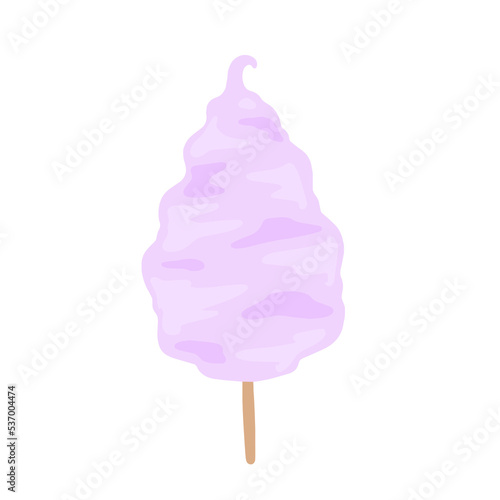 Cotton candy on stick. Sweet dessert from the fair and children party. Pink candyfloss.