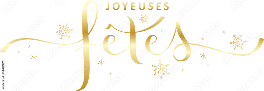 Banniere calligraphique dorée JOYEUSES FETES sur fond transparent Banniere calligraphique dorée JOYEUSES FETES sur fond transparent