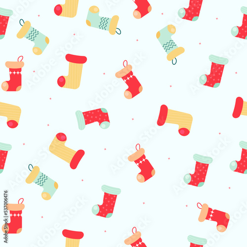 Multicoloured Christmas sock pattern. Vector