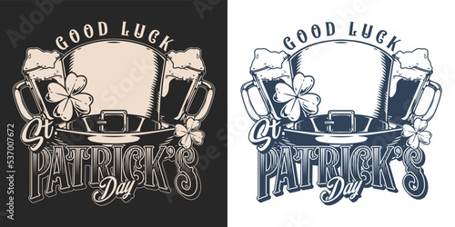Saint Patrick poster vintage monochrome