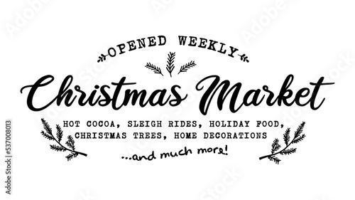 Christmas Market retro farmhouse board sign vector