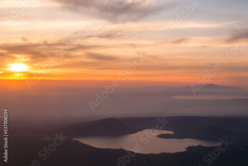 Sunset on the lake. Italian landscape  Lake of Vico.