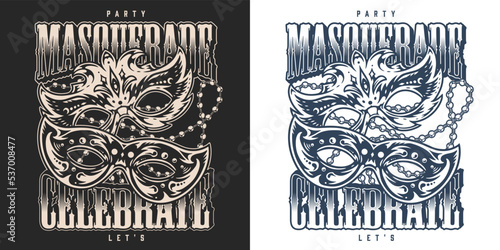 Party masquerade vintage monochrome poster
