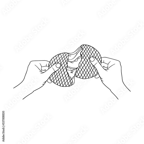 Cartoon Stroopwafel illustration on white background. Dutch desert. 