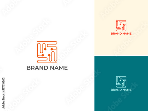 SQUARE LINE WITH DOT LOGO ICON DESIGN VECTOR