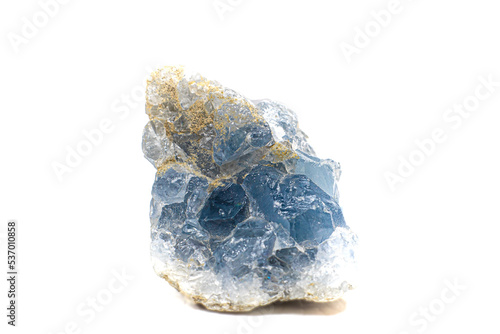 Принти на полотні Real light blue celestine crystal cluster isolated on white background