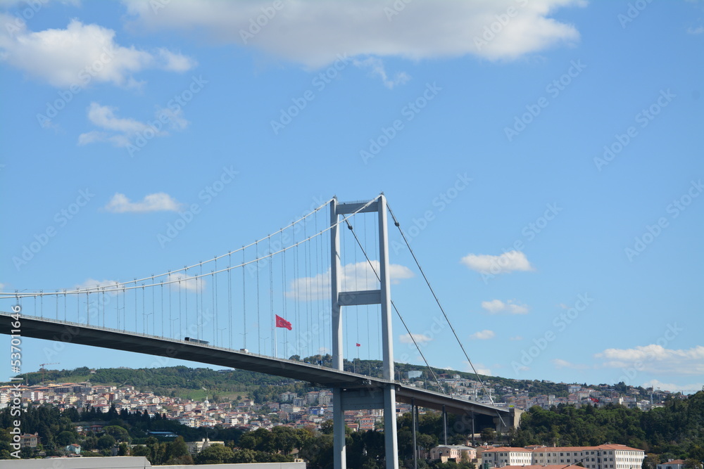 Istanbul city, mosque, bridge, water view, sky and clouds Istanbul city, mosque, bridge, water view, sky and clouds