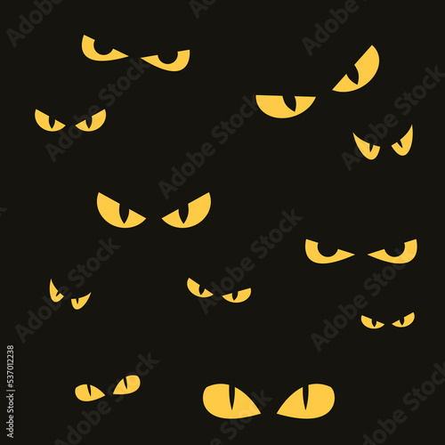Eyes Set vector illustration, Scary eyes in the dark Halloween, Scary faces in the dark